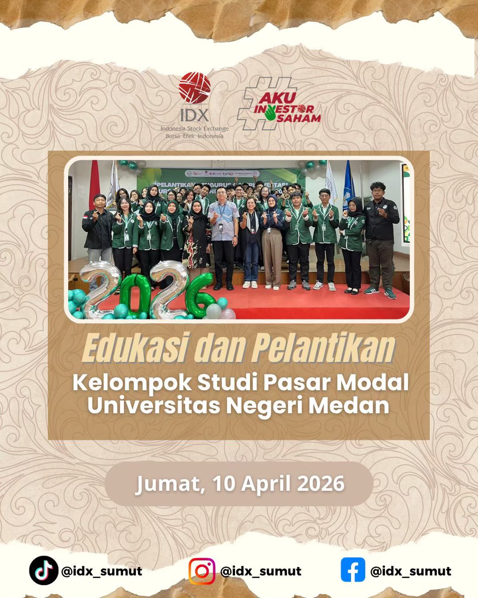 idx_sumut's tweet image. Ahhooii Sobat IDX!! 🙌🏻

Investasi yang baik dimulai dari pemahaman 💡📈
Edukasi Pasar Modal &amp;amp; Pelantikan UNIMED jadi langkah awal membentuk generasi melek investasi dan siap sebarkan literasi keuangan 🎓✨

Yuk mulai dari belajar, lalu melangkah! 🚀

#IDX #IDXSumut #YukInvestasi