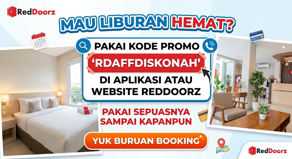 AdzhaCo's tweet image. Staycation makin hemat pakai kode promo RDAFFDISKONAH di aplikasi RedDoorz! 🏨✨
Nikmati tambahan diskon yang bisa kamu pakai berkali-kali sampai puas. Cus, booking hotel buat liburan nanti! 💸
#RedDoorz #Jakarta #Bandung #Surabaya #Jogja #Bali #Medan #Semarang