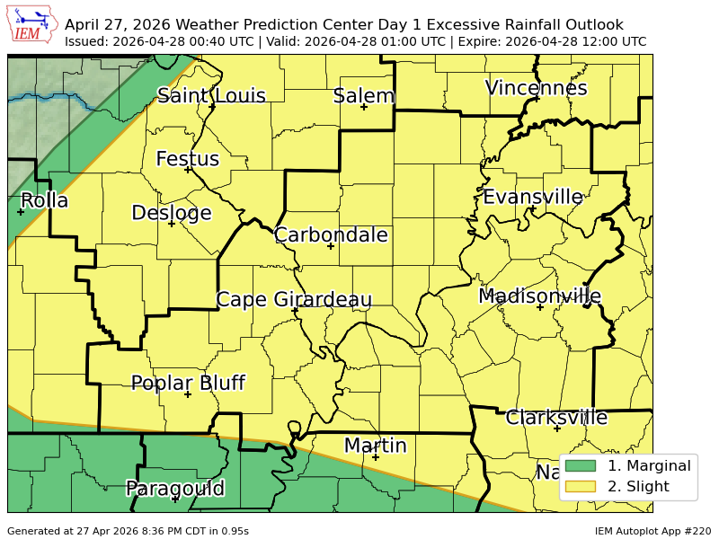 Wpc Riskmap WPC issues Day 1 Slight Risk Excessive Rainfall Outlook at Apr 28, 0 ...