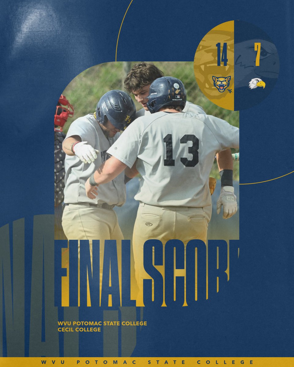 PSCCatamounts's tweet photo. A sweep to close out the regular season 🧹

Game 1: 14-7
⚾ HR: Mallow
⚾ RBI: Mallow (3), Blue (2), Rice (2), Sloan (2), Drennen, Musko, Wescott
⚾ Bennett (W, 4-1) 4IP 4H 4ER 5K https://t.co/TjZWBZ90Ci