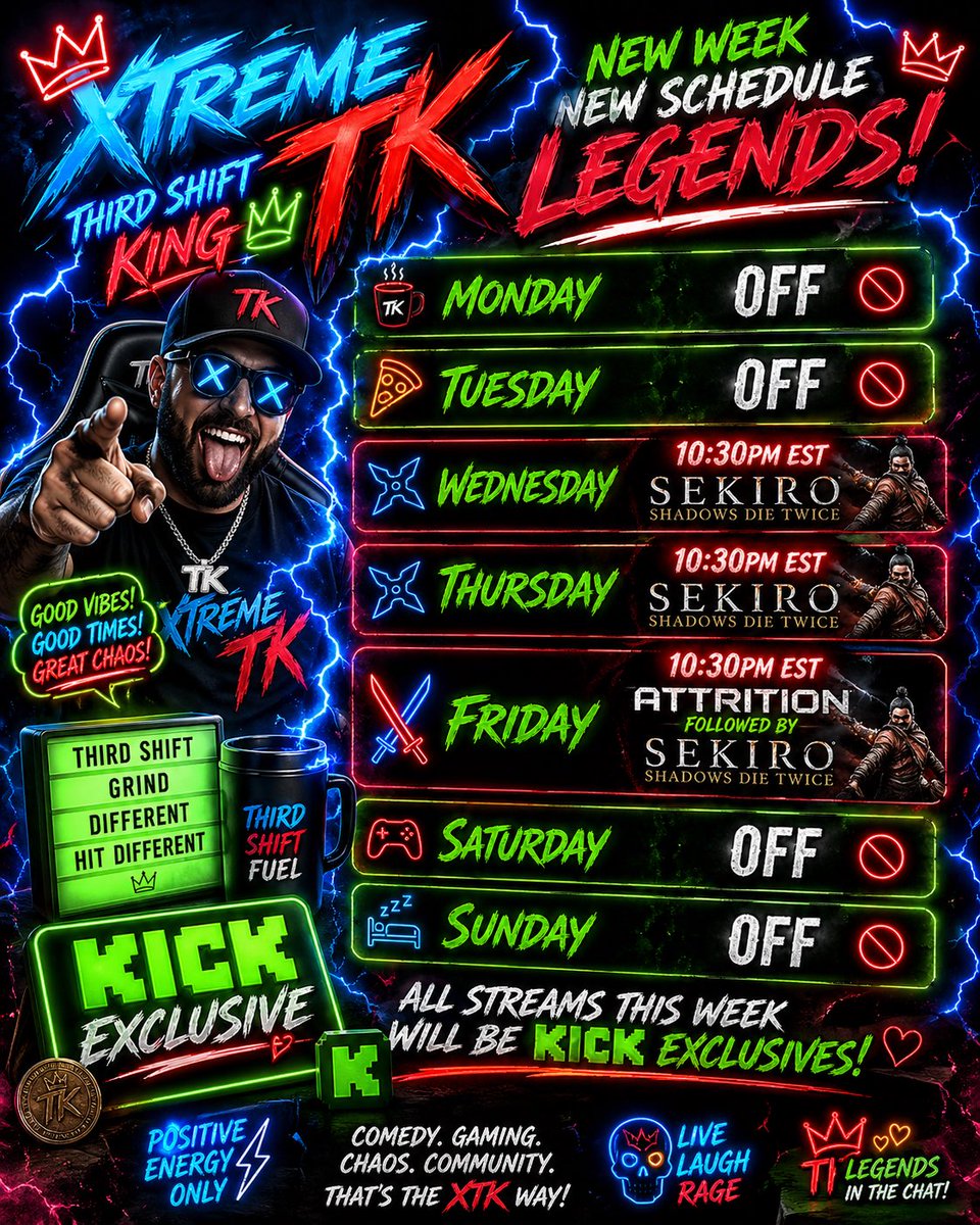 Xtreme_TK's tweet image. What stream are you gonna attend? 👀 

@kick @kickcommunity 

Kick.com/xtremetk

#Streamer #VideoGames #KickPartner
