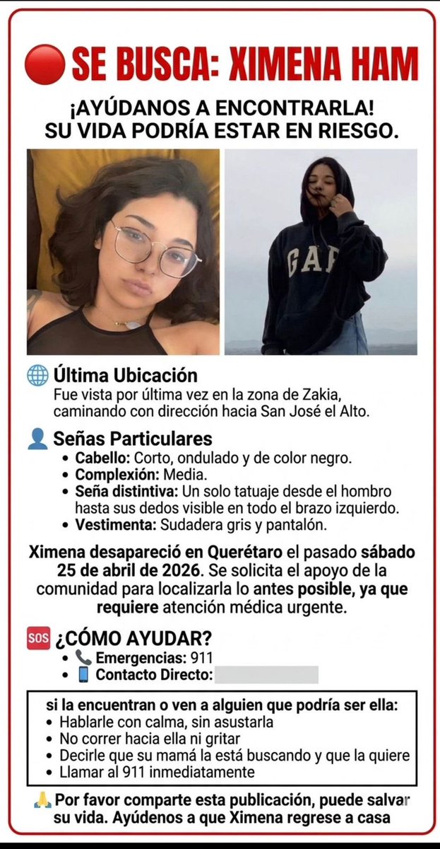 JessieCedillo's tweet photo. Seguimos en búsqueda, favor de difundir #Queretaro #NoticiasQueretaro #MujeresQueretaro https://t.co/adyALi9XYM