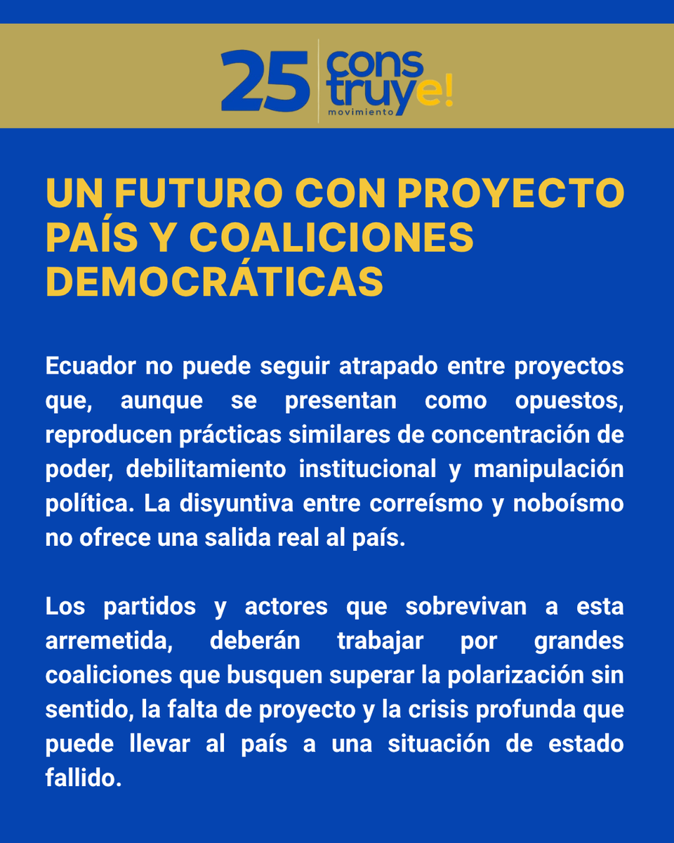 Construye_Ecu's tweet photo. Nuestra posición frente a la cancelación ilegal del Movimiento y, más importante: el futuro del país. https://t.co/8ad7O7KAzi