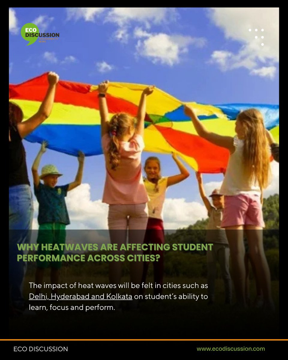 ecodiscussion1's tweet image. Heatwaves are quietly lowering student performance across cities. High temperatures reduce focus, memory, and decision-making as the body fights to cool down. Hydration, ventilation, and adjusted schedules can help mitigate the impact. #Heatwave #Education
ecodiscussion.com/heatwaves-affe…
