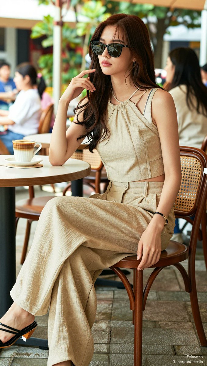 aifeifei799's tweet image. Not looking for attention, but I’ll take it. 😎✨ Just me and my iced latte against the world today. #CityGirl #SummerStyle #EffortlessChic #MainCharacterEnergy