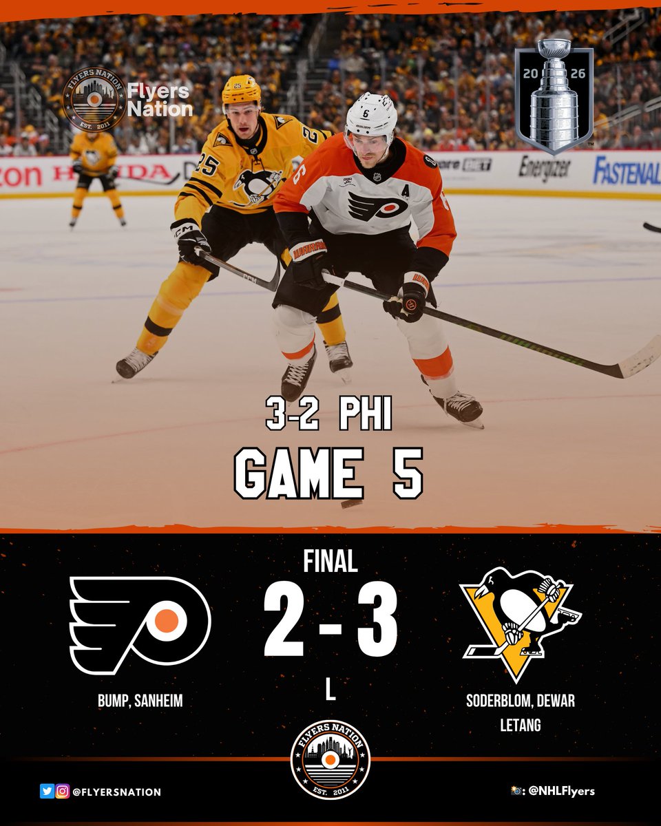FlyersNation's tweet image. The #Flyers lose again and the pressure is on. There will be a Game 6 in Philadelphia. 

Not a good sign when the guy fresh out the press box is the best on the ice. Another questionable outing from Vladar. 

We'll see how Philly responds on Wednesday.
