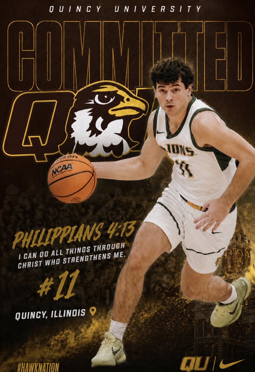 JustinDuff16's tweet photo. Excited to announce my commitment to Quincy University! Thank you @CoachBradHoyt @Bott_33 @CoachGooch22 for the opportunity! Go Hawks! 🟤🟡 https://t.co/b4TXP4k8Me