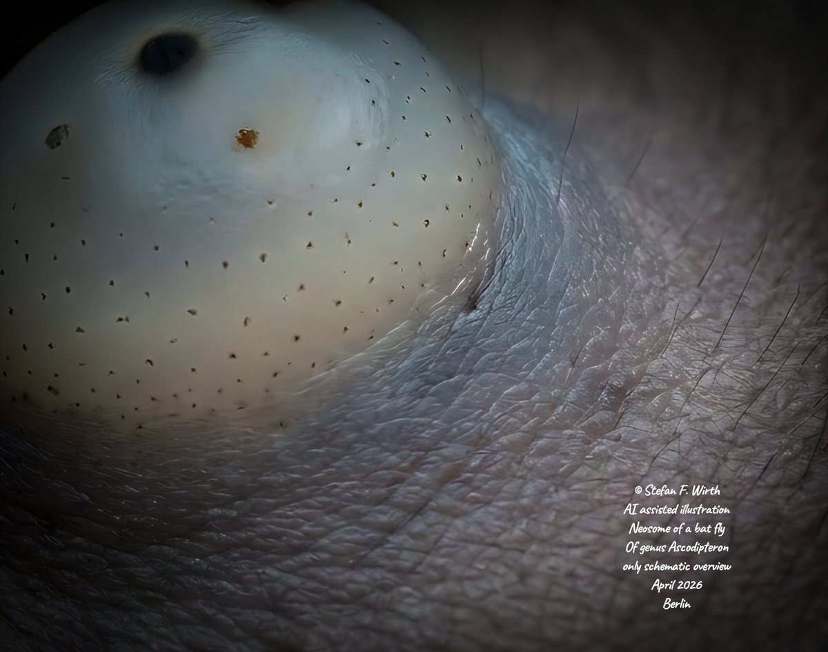 wirthstef's tweet image. This #sciencewriting and science communication #article discusses #parasitic #flies that attach themselves to #bats and transform into a #sacklike structure that lives embedded in the #host's skin. A new species description from the #bat #Rhinolophus #stheno will also be