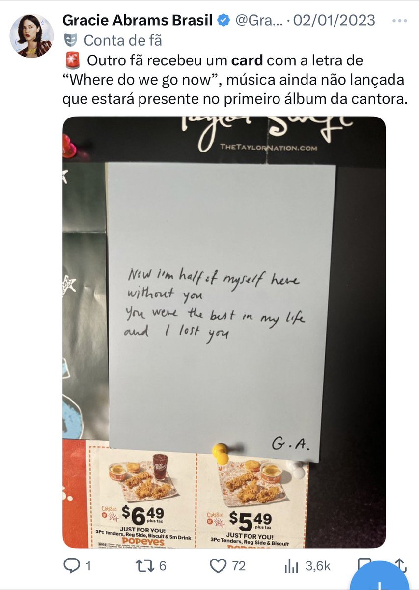 Gracie Abrams Brasil tweet media