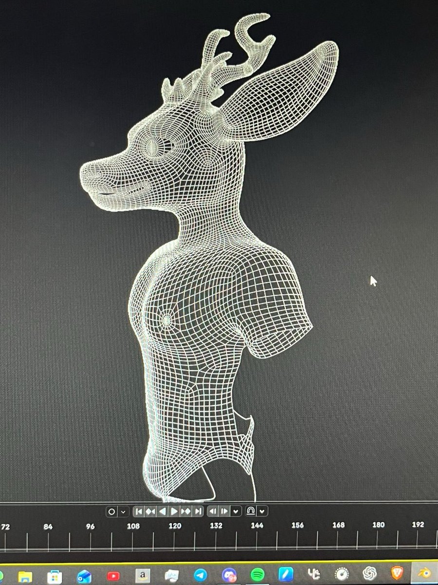 CosmosCreates3D's tweet image. VRChat Deer Commission
 Part 2 - Retopology

Livestream Progress Update - 01/02/26

I started making more of the body and decided to temporarily subdivide it to check the topology flow. I think it’s looking nice. 

Thoughts?

#Blender3D #Retopology #3DModeling
