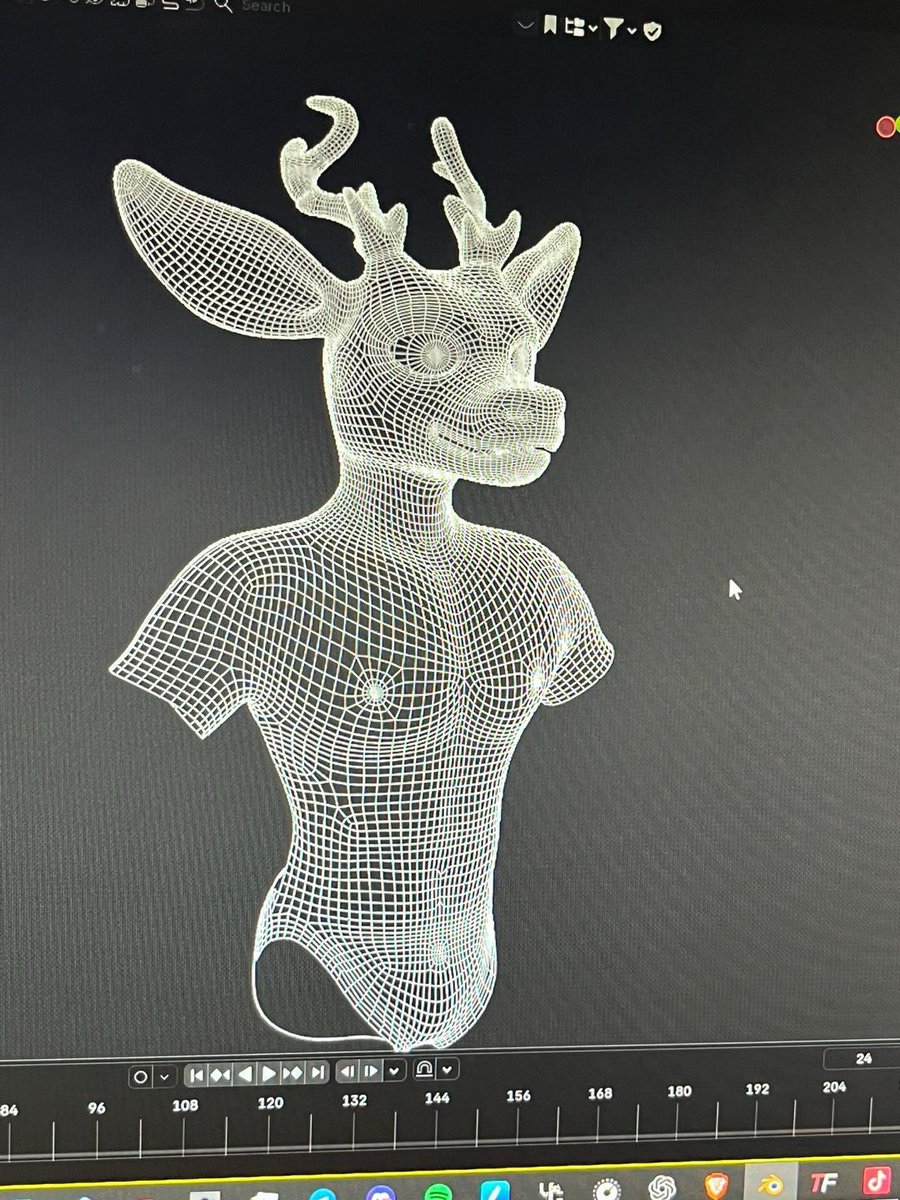 CosmosCreates3D's tweet image. VRChat Deer Commission
 Part 2 - Retopology

Livestream Progress Update - 01/02/26

I started making more of the body and decided to temporarily subdivide it to check the topology flow. I think it’s looking nice. 

Thoughts?

#Blender3D #Retopology #3DModeling
