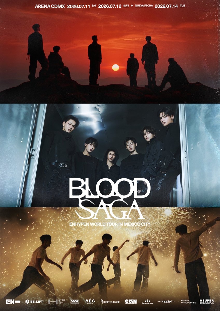 enhypenupdates's tweet photo. [INFO] 260428

ENHYPEN announces an additional third show for their ‘BLOOD SAGA’ World Tour in Mexico City, to be held on July 14 in Arena CDMX! 

@ENHYPEN_members @ENHYPEN #ENHYPEN #엔하이픈 https://t.co/5fz0WXyapM