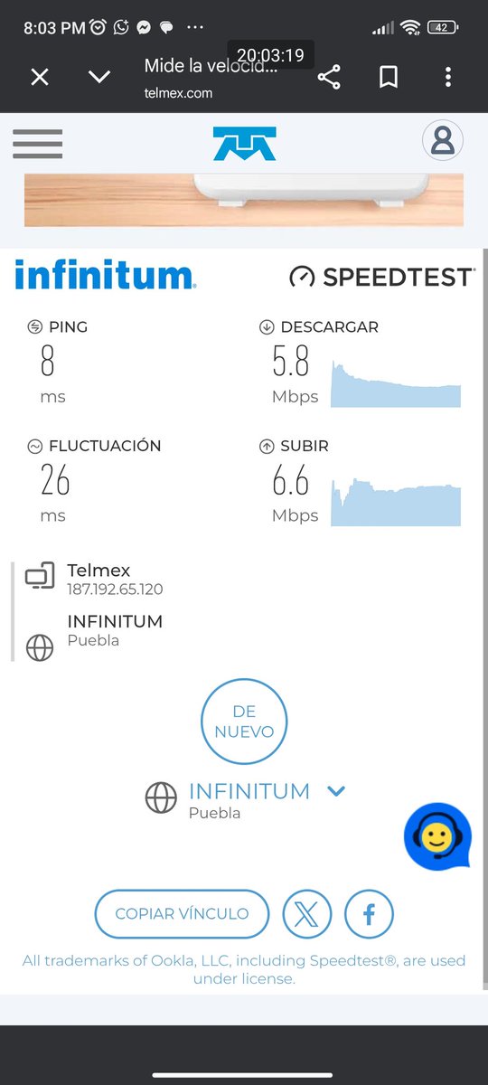 primera46017's tweet photo. @TELMEXSoluciona Tengo problemas y internet muy lento https://t.co/YO2h4pjk67