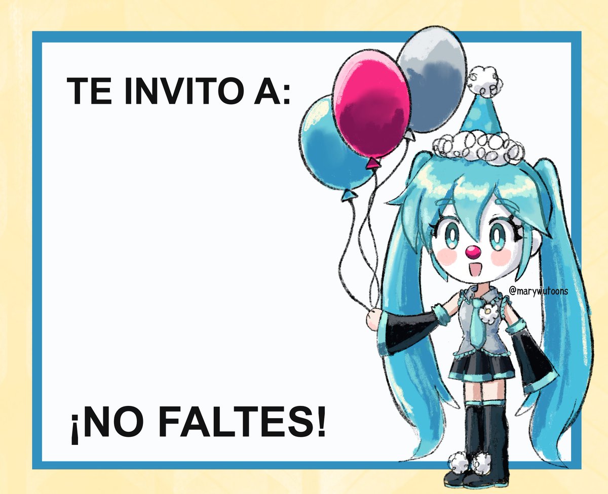 Plantilla sin texto de Hatsune Miku.