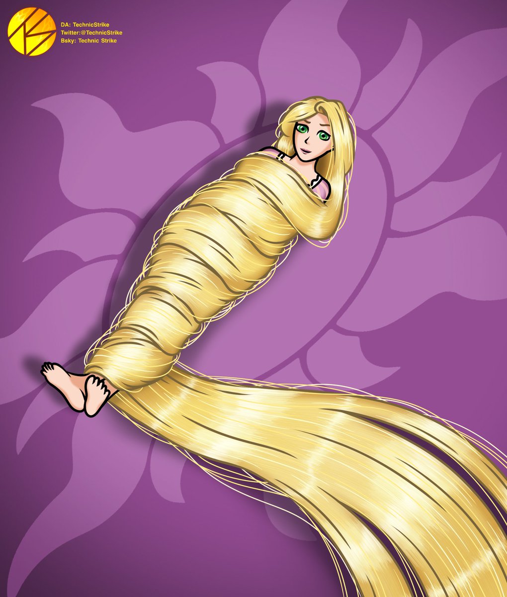TechnicStrike's tweet image. Drew another commission for a deviantart user of Rapunzel wrapped in her hair!

#hairstyle #hairfetish #bondage #longhair
