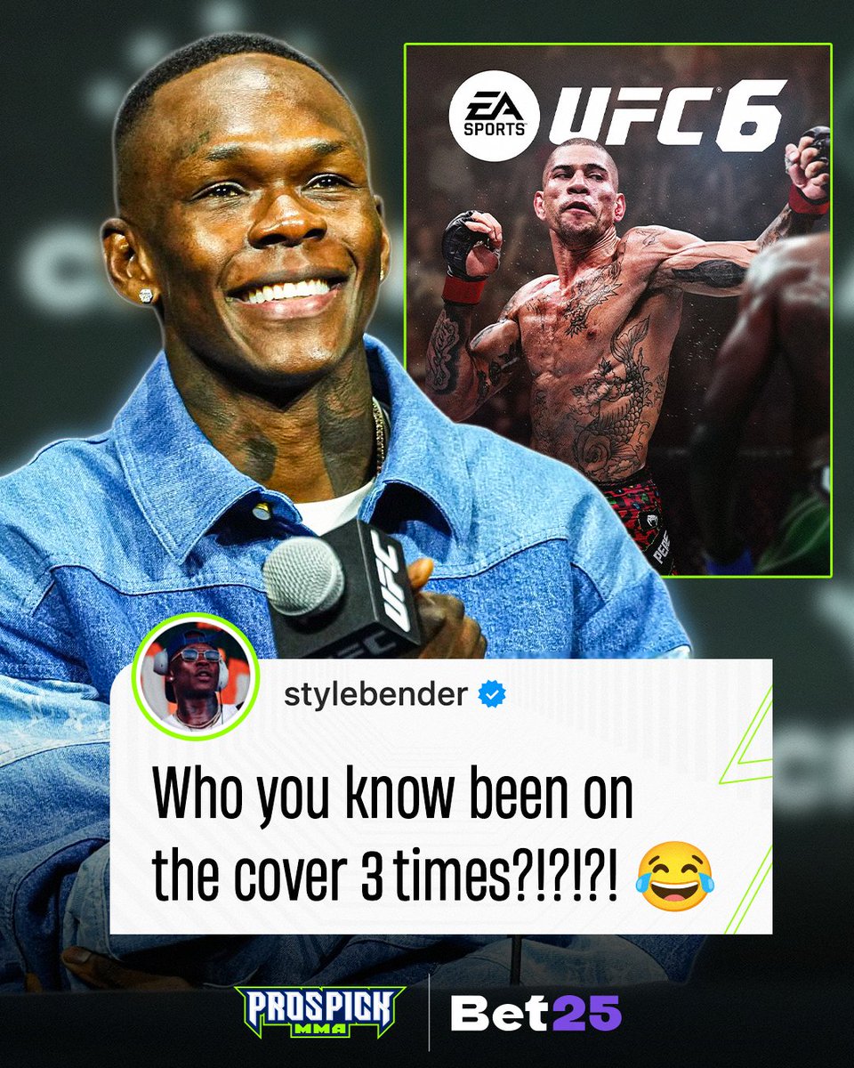 MMA_PROS_PICK_'s tweet image. Israel Adesanya reacts to being on the cover of UFC 6 🎮 😂

"Who you know been on the cover 3 times?!?!?!" 💀

via: @stylebender