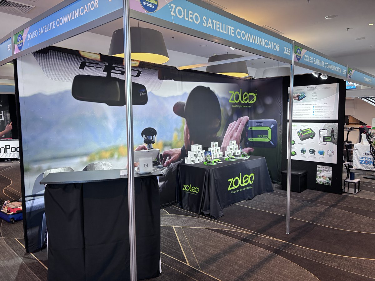 SpeleanAU's tweet photo. We are live at the 2026 NSW Caravan Camping Holiday Supershow. Drop by and check out the ZOLEO Satellite Communicator in real life. ZOLEO sends and receives messages via the Iridium global satellite network when you’re outside of mobile coverage. The Show runs till Sunday. https://t.co/UP7iIIkkd8