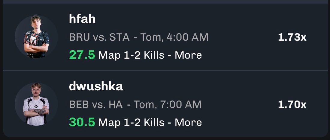 Chalkboard CS2 POTD

hfah over 27.5 Maps 1-2 Kills
dwushka over 30.5 Maps 1-2 Kills

Like to Tail: chalkboard-link.onelink.me/cUPZ/0wxmie9s

#Chalkboard | #Gambling𝕏 | #CS2