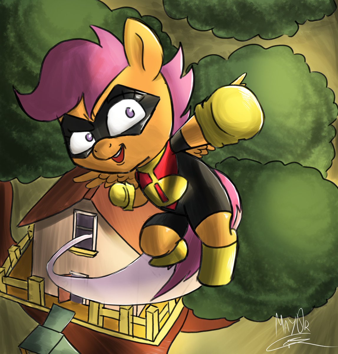 Mayor_Doge's tweet photo. "Here comes JUSTICE !! " #mlp #invincible #scootaloo https://t.co/szdZd8Iiy0