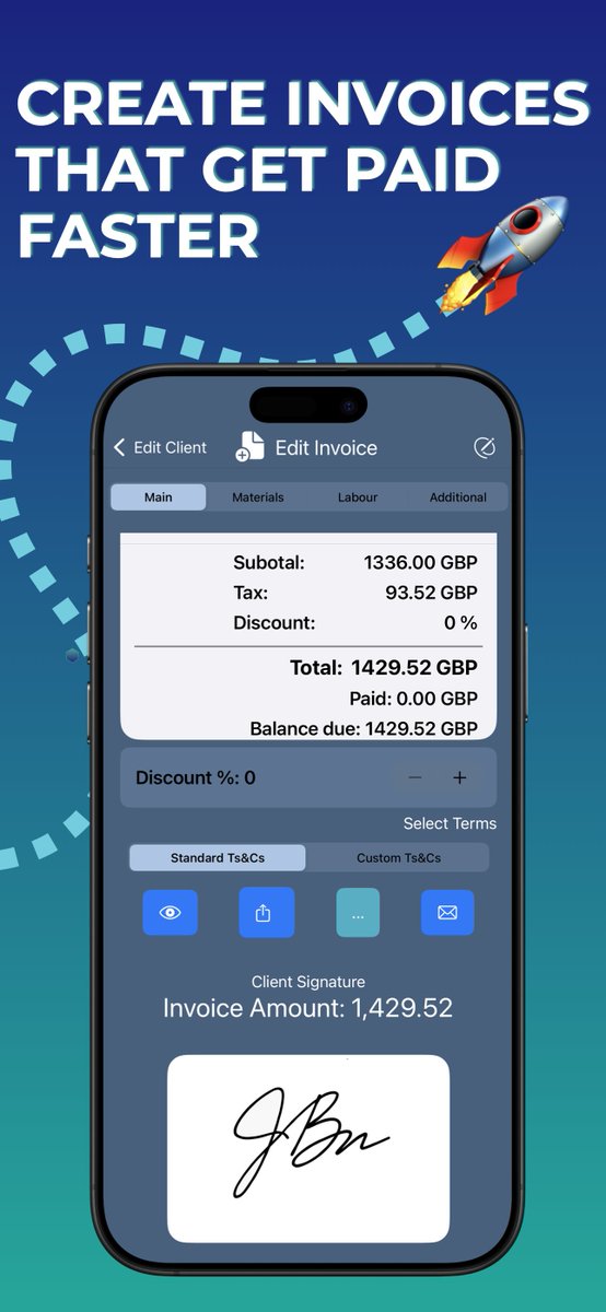 Pragmathema's tweet image. Client signatures on-site. PDF preview instant. Payment tracking built-in. Everything else left out deliberately. apps.apple.com/gb/app/pragmat… #Essential #Professional #Simple