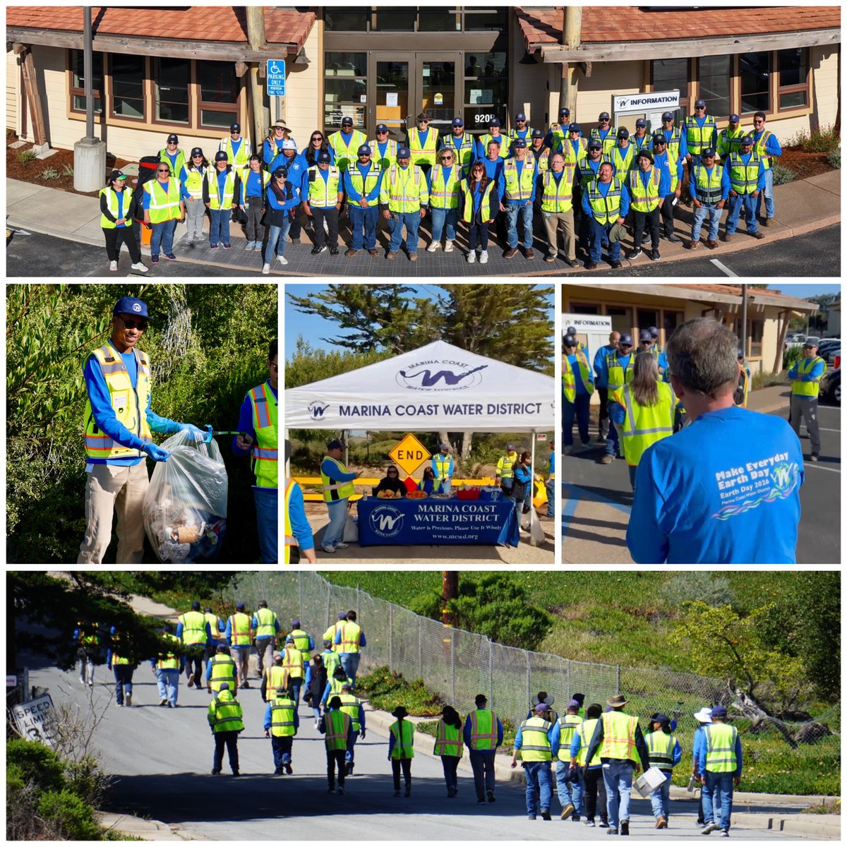 MarinaCoastH2O's tweet image. On #EarthDay 2026, @MarinaCoastH2O staff traded their usual routines for gloves and bags, spreading across Marina, picking up over #1000_lbs_of_garbage  — removing half a ton of litter from our landscape.

Employees gathered early for area assignments, then spread out between