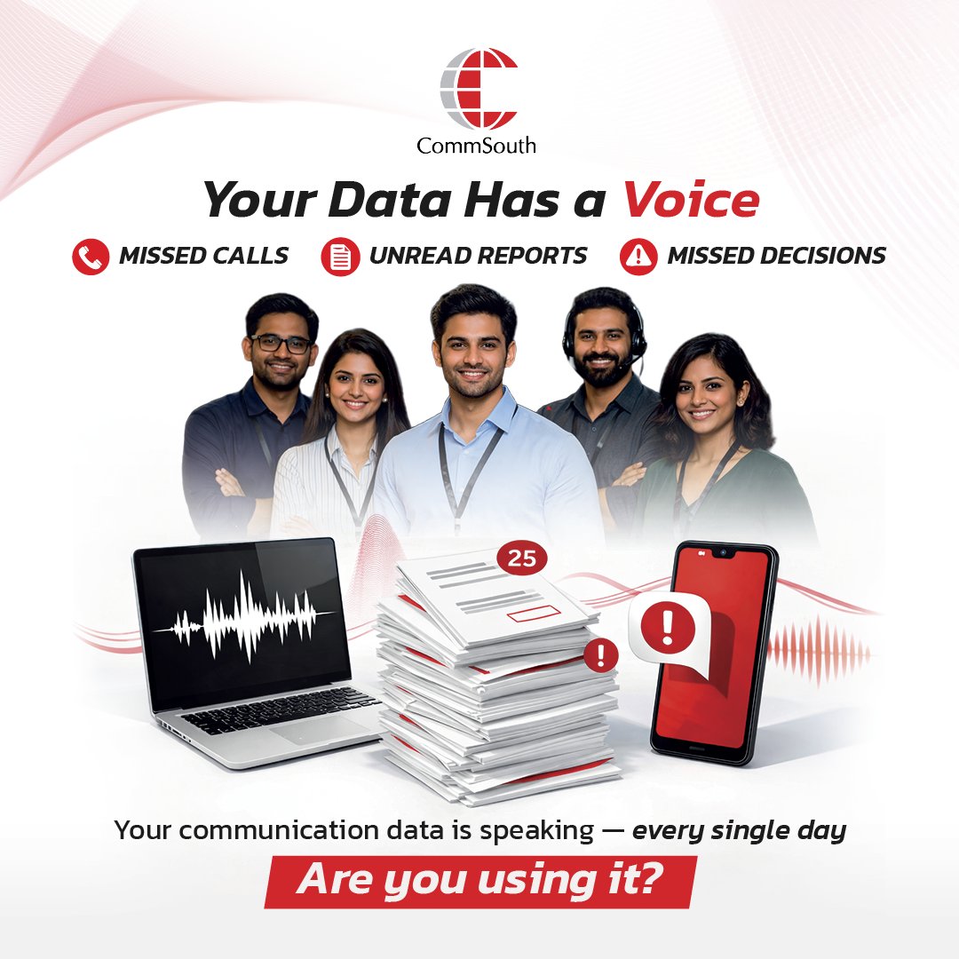 CommSouth's tweet photo. Missed calls. Unread reports. Missed decisions. 
Your communication data speaks every day—are you listening?

At CommSouth, we help businesses turn data into smarter decisions and better growth.

#CommSouth #BusinessGrowth #SmartCommunication #DataInsights #CustomerExperience https://t.co/kT9KuFNyt6