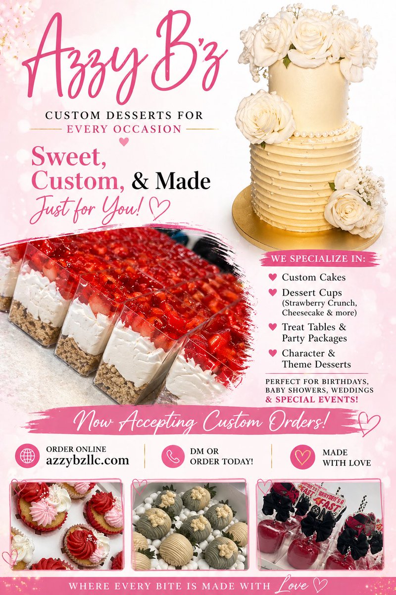 Badd2_ThaBoNe's tweet photo. Sweet treats made with love and packaged to perfection 💕✨ From custom desserts to beautiful party packages, every order is made to impress and taste even better than it looks!

Perfect for birthdays, baby showers, brunches, celebrations, or just because 🎂🧁🍓 https://t.co/6rW0RzoLf4