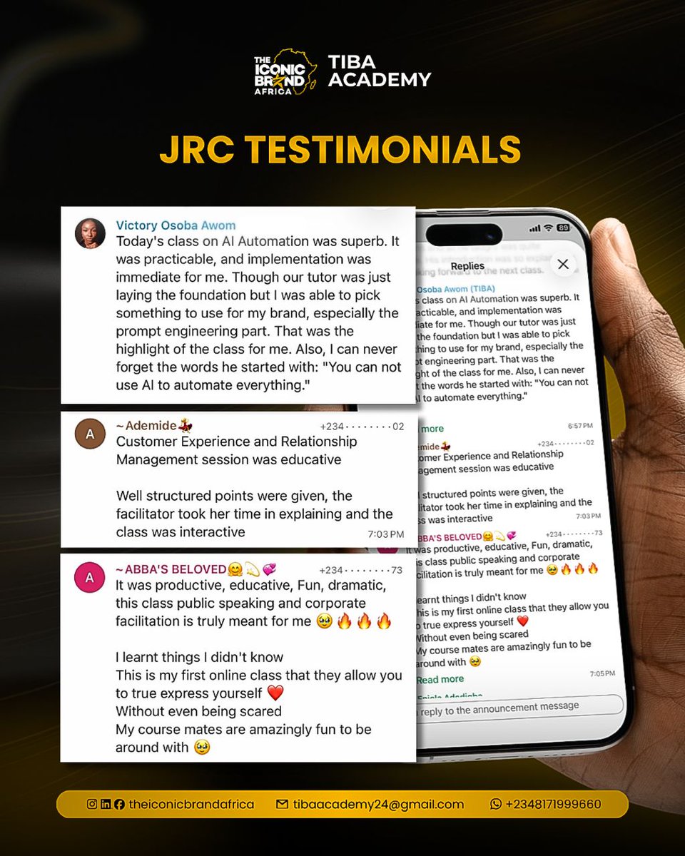 JulietteClare01's tweet photo. If growth is a priority, this is the right time to build the skills that matter.

Click the link below to get started:
https://t.co/MSbQd7JTZv

#TIBAAcademy #JobReadyCertification #JRC2026Cohort2 https://t.co/5FCWoNIhxa