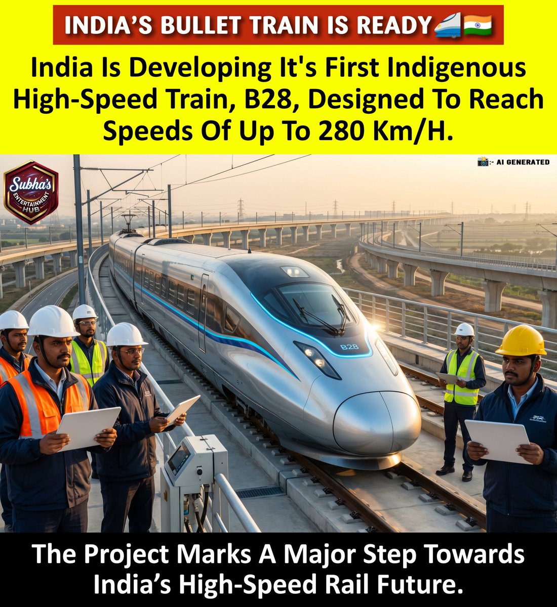 SubhaHub's tweet image. India’s Speed Future Begins Now 🚄🇮🇳 

#madeinindia #bullettrain