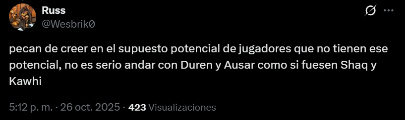 que tu segunda espada en PO sea Harris (y bastante bien lo está haciendo) habla de lo poco serio y lo cagones que son en la gerencia de Detroit. Duren es una basura que hace números, con un estilo totalmente anticuado, Ausar no sabe tirar al aro, 0 talento ofensivo