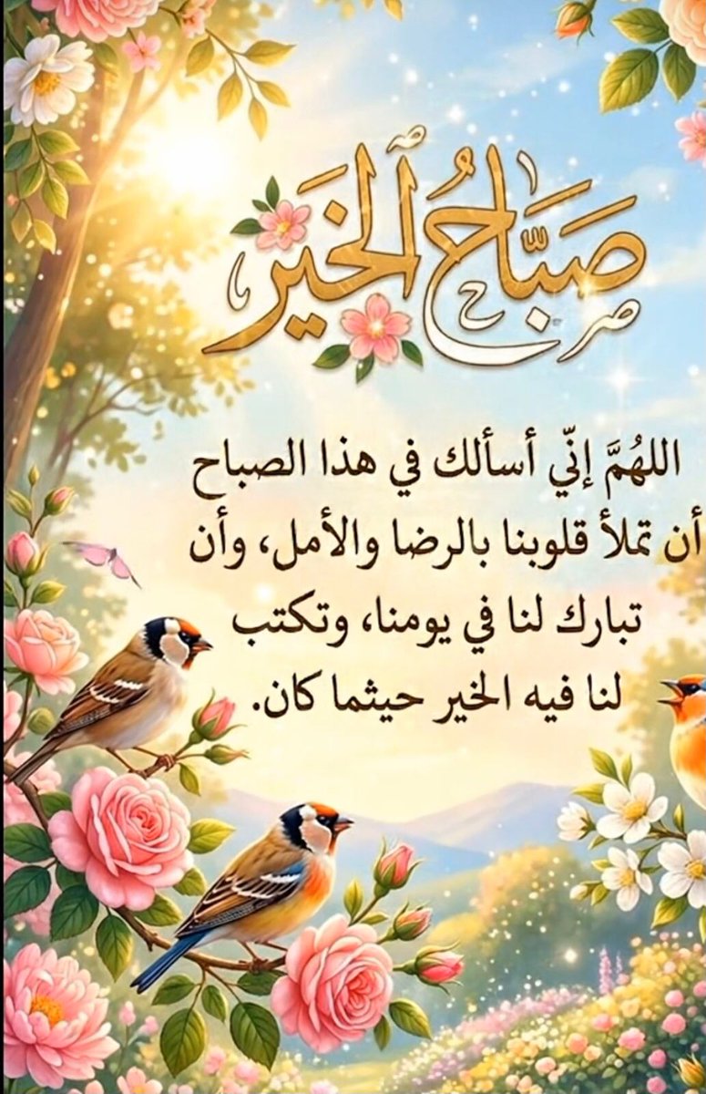 اللهم إنا نسألك صباحًا يتجلّى فيه لطفك ويتسع فيه رزقك وتمتد فيه عافيتك ونستفتح فيه برحمتك
صباحكم أمل وسعادة