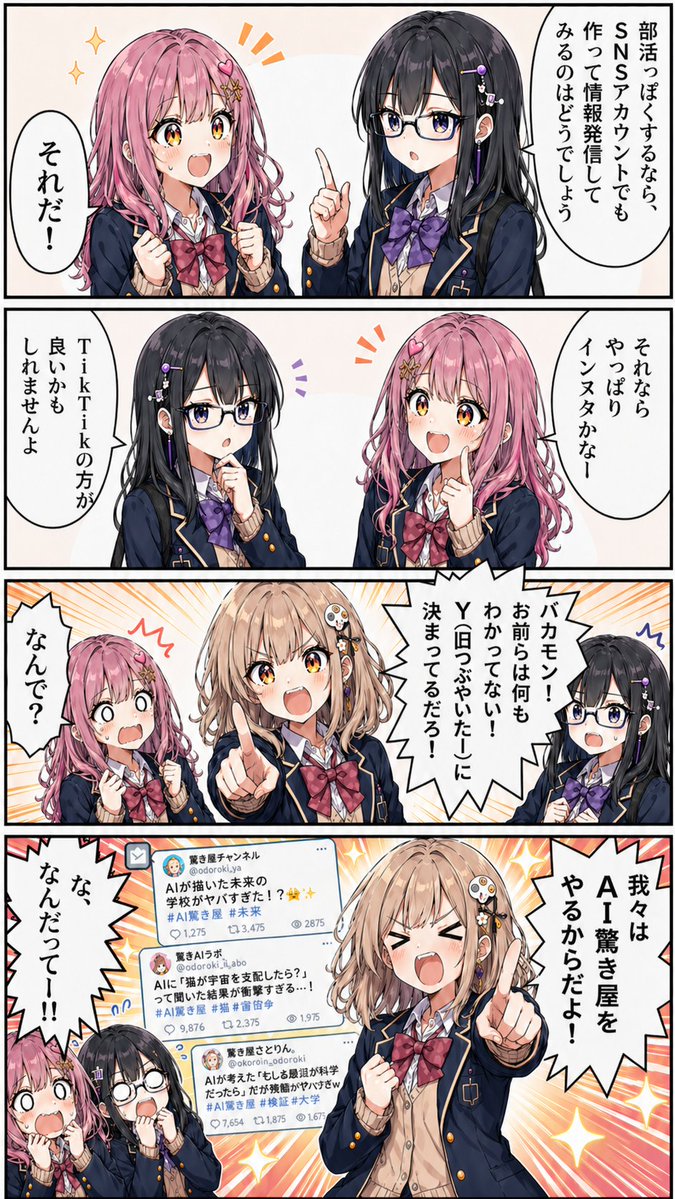 4コマ漫画『私立！英阿井高校プロンプト部』 tweet media