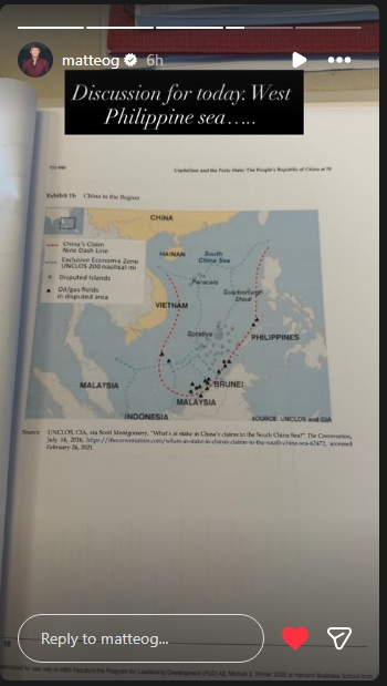 iamunique23's tweet photo. @YTellub @datumx11 @ABSCBN IG story- Feb 2026
"Discussion for today: West Philippine Sea"
#WestPhilippineSea #AtinTo https://t.co/UGgF7CnQ4A