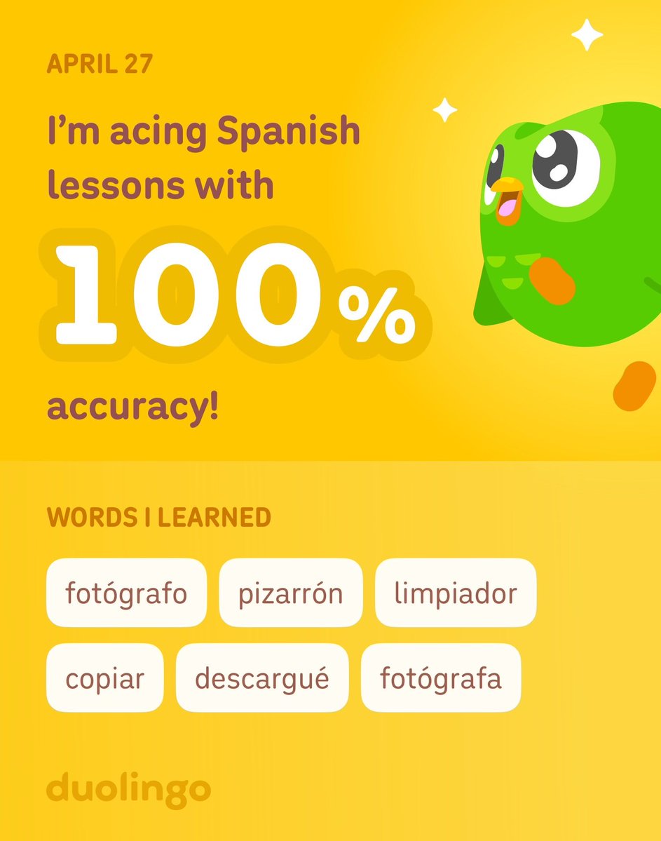 I’m learning Spanish on Duolingo! It’s free, fun, and effective.