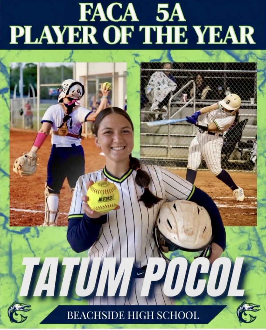 3Blue1Pink's tweet photo. Congratulations to @BeachsideSB ‘27 @TatumPocol on her @FACACoach 5A Player Of The Year Award! So incredibly proud of the athlete, student, and teammate that you are. Well deserved, keep working hard! https://t.co/pKXguaJQbN