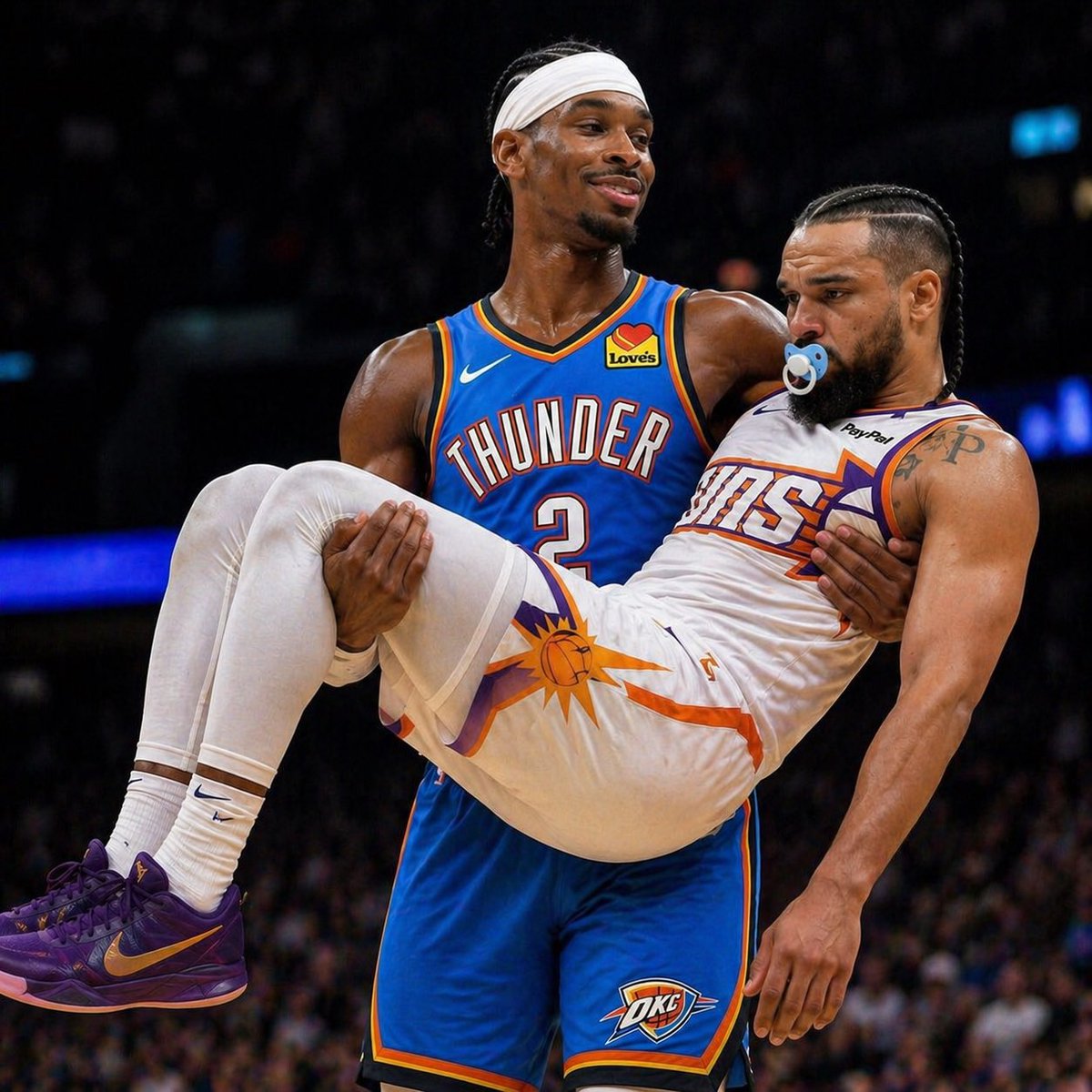 Dcbaade's tweet photo. SGA is Dillion Brooks daddy. Cry baby Dillion.  #nba #thunder #suns #playoffs #salı https://t.co/FdQMCvHbuo