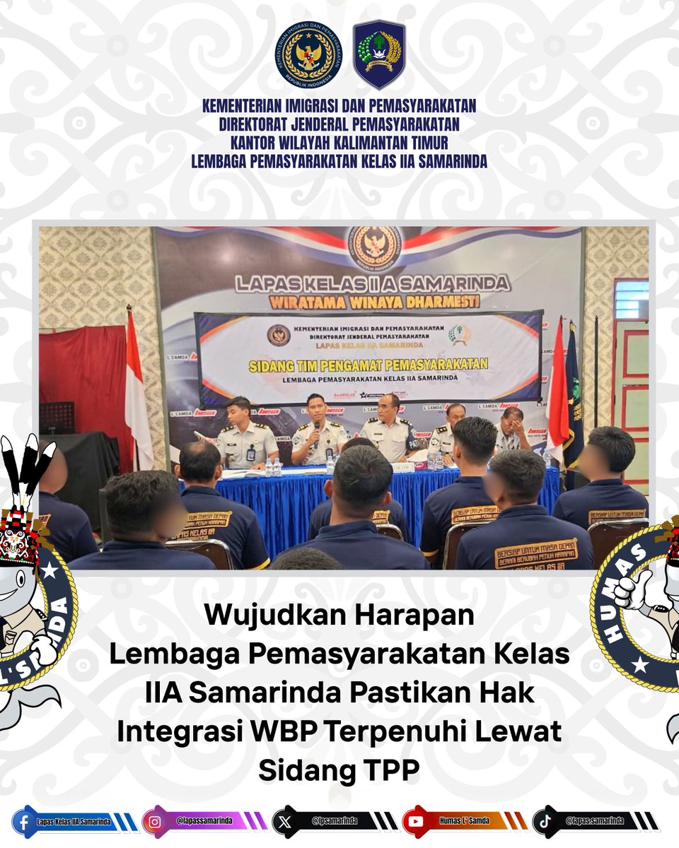 lpsamarinda's tweet image. Wujudkan Harapan, Lembaga Pemasyarakatan Kelas IIA Samarinda Pastikan Hak Integrasi WBP Terpenuhi Lewat Sidang TPP
 
 #SidangTPP
 #Kemenimipas
 #guardandguide
 #ditjenpas
 #pemasyarakatan
 #lapaSamarinda