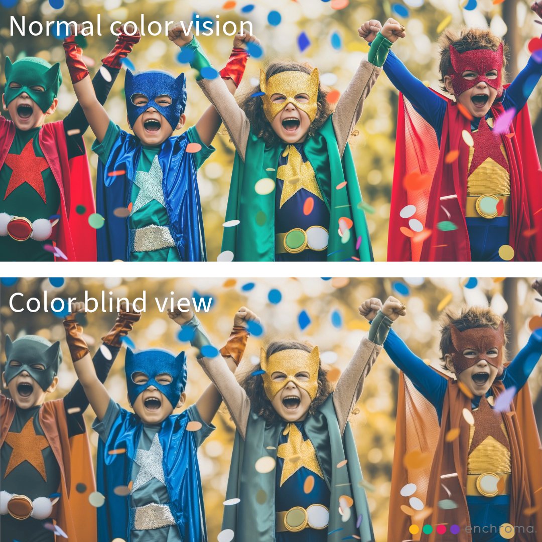 enchroma's tweet photo. Surely, Superheroes wear a lot of red and green! Happy #NationalSuperheroDay 🦸🦹

#colorforall #enchroma #accessibility #colorblind https://t.co/TIrjgznv6O