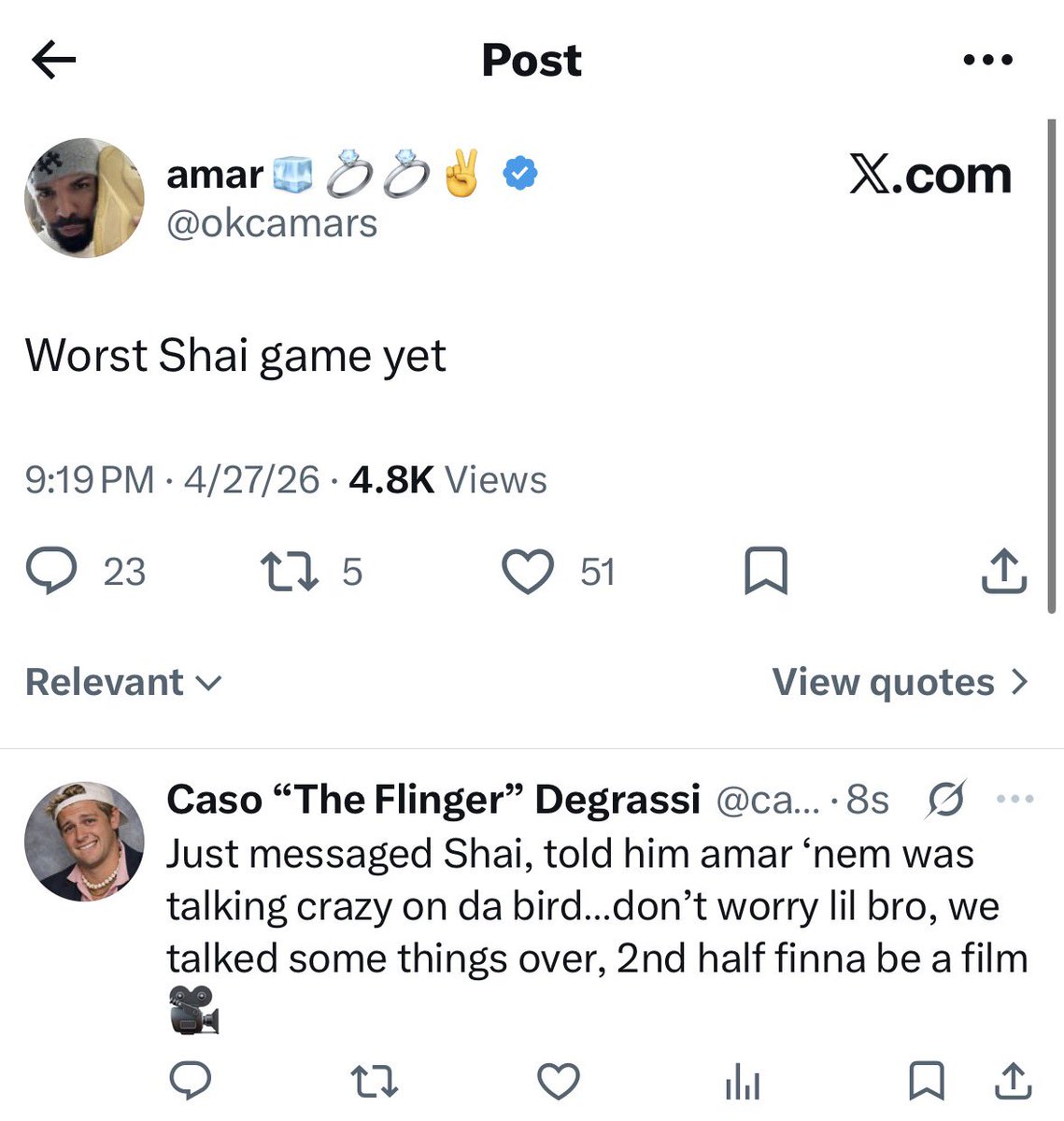Caso “The Flinger” Degrassi tweet media