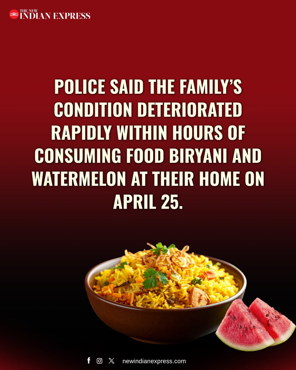 NewIndianXpress's tweet image. Four members of a family, including two minor girls, died in #Mumbai’s Pydhonie area in a suspected food poisoning incident. The deceased have been identified as Abdullah Dokadia (40), his wife Nasreen Dokadia (35), and their daughters Aisha (16) and Zainab (13). 

According to