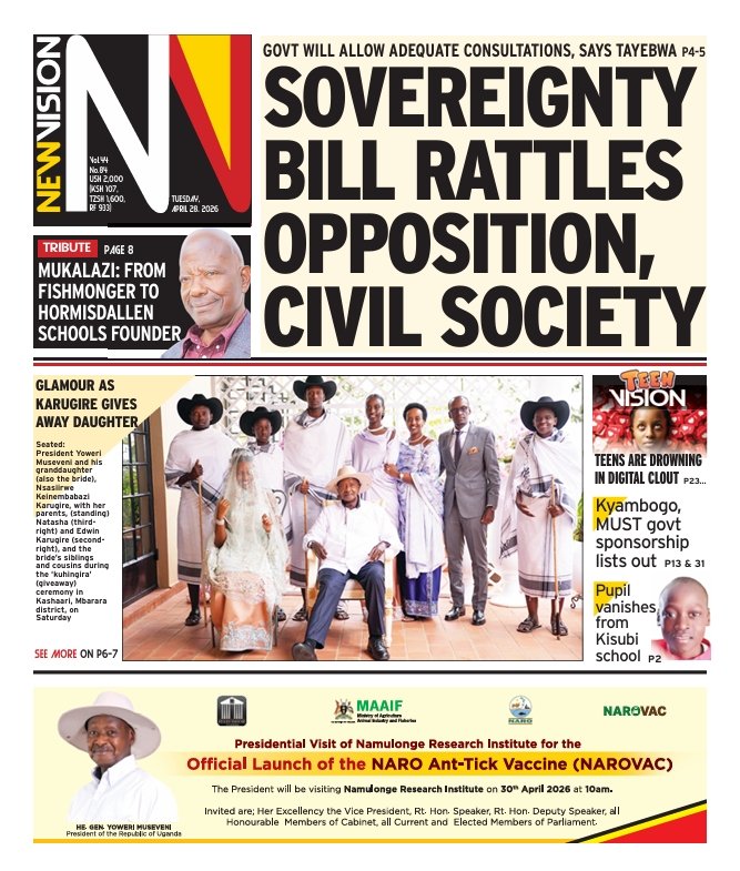 radiowestug's tweet image. Ebikuru omu @newvisionwire;

- Eby’obugaiga ebi Mukama w'eishomero erya Hormisdallen asigire.

- Ebibaire aha kuhingira mwijukuru wa Museveni.

- Aba opposition n'ebigombe ebitari bya gav't bahakaniise Sovereignty Bill 2026.

Ahabwa Sh2,000 

#WestUpdates 
#VisionUpdates