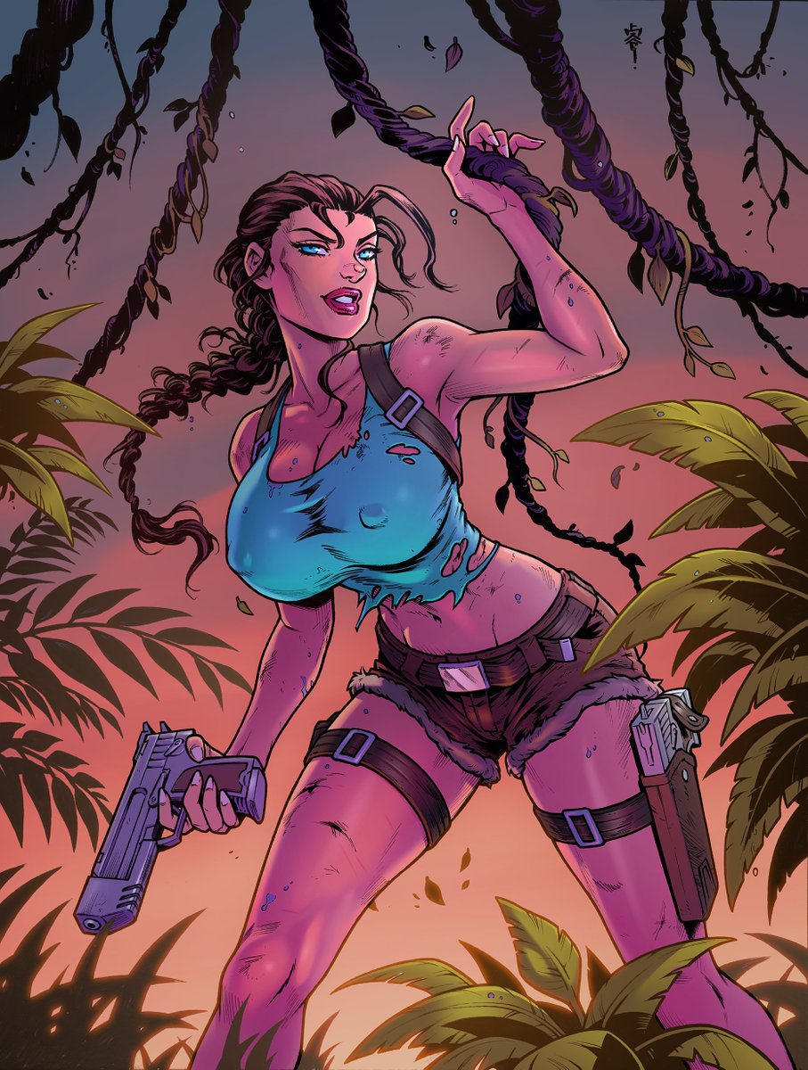 RenieDraws's tweet image. A Lara Croft I drew, colored up by @HyperWizart for my INCURVATE artbook! 

#tombraider
#laracroft
#art