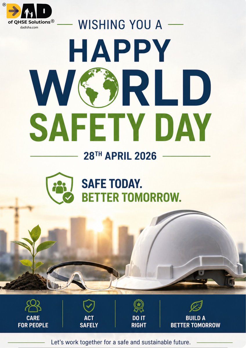 Dad_of_QHSE's tweet photo. Wishing you a day that reminds us—safety always comes first.
#SafetyAwareness #SafeWork #ZeroHarm #ThinkSafety #ProtectLives https://t.co/Hw22YhXVpZ