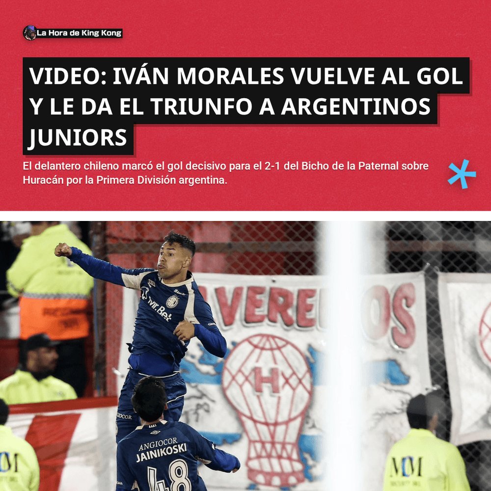 horadekingkong's tweet photo. 🔥 Video: Iván Morales vuelve al gol y le da el triunfo a Argentinos Juniors
👉 Léela completa en el siguente link:
https://t.co/yO5pALJAzC
#LaHoradeKingKong #Guarello #ArgentinosJuniors #Chilenos #IvanMorales #Argentina https://t.co/DZW8A0R8Up
