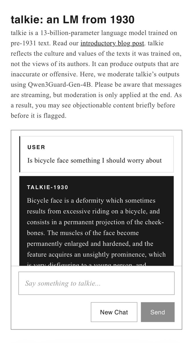 issaco's tweet image. This new LM talkie-lm.com/chat is pretty fun, #bicycleface