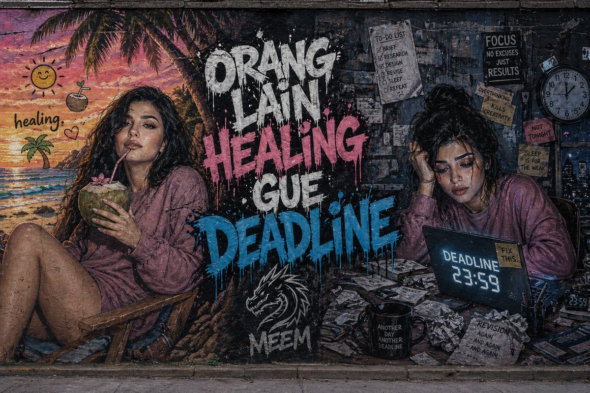 Contrast of Calm and Chaos: A Split Mural Narrative - PromptGather image 1