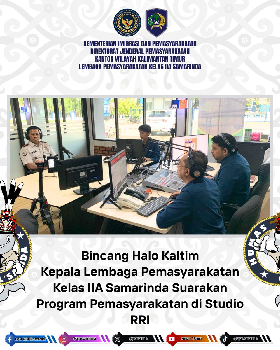 lpsamarinda's tweet image. Bincang Halo Kaltim, Kepala Lembaga Pemasyarakatan Kelas IIA Samarinda Suarakan Program Pemasyarakatan di Studio RRI

#RRI
#Kemenimipas
#guardandguide
#ditjenpas
#pemasyarakatan
#lapaSamarinda