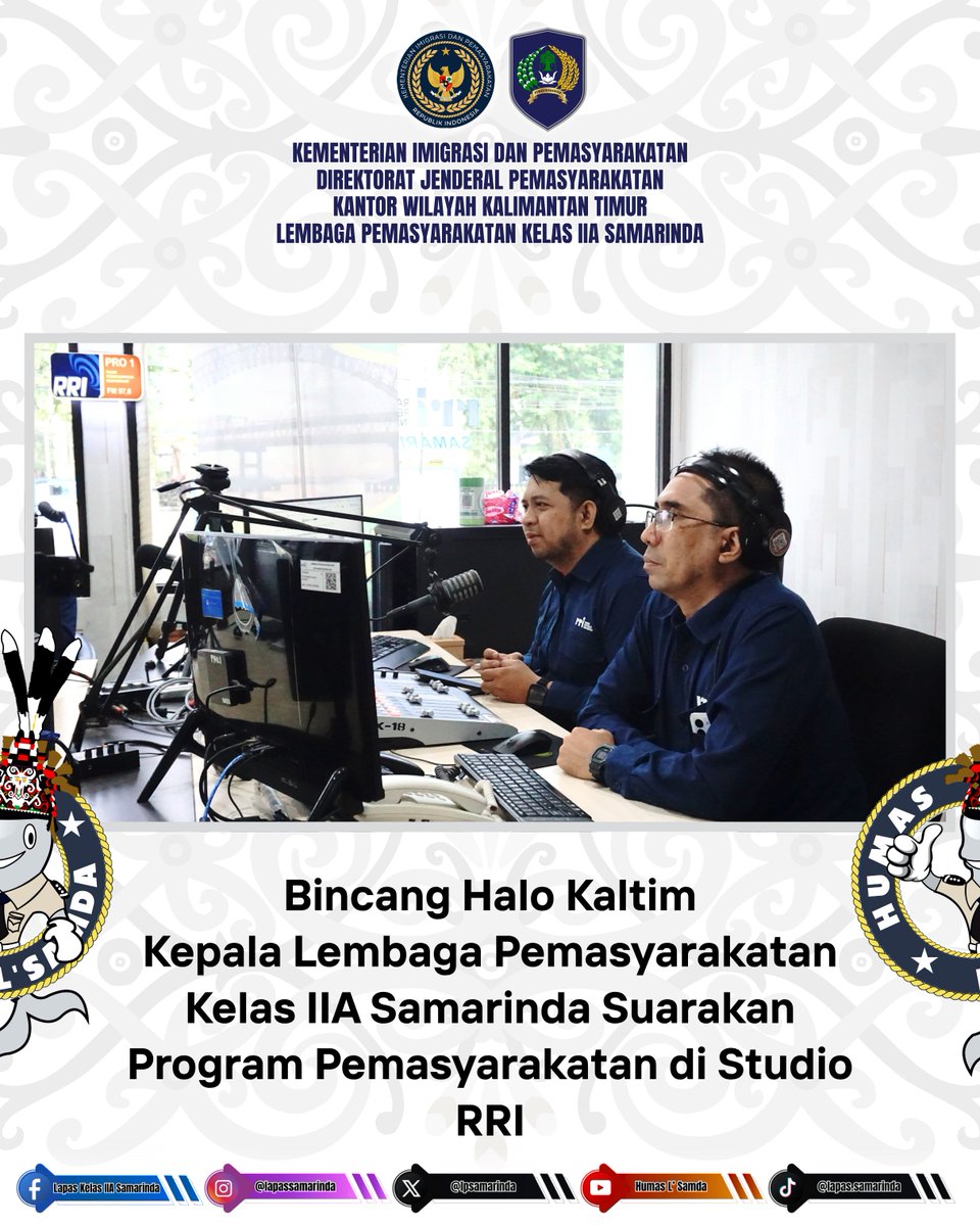 lpsamarinda's tweet image. Bincang Halo Kaltim, Kepala Lembaga Pemasyarakatan Kelas IIA Samarinda Suarakan Program Pemasyarakatan di Studio RRI

#RRI
#Kemenimipas
#guardandguide
#ditjenpas
#pemasyarakatan
#lapaSamarinda
