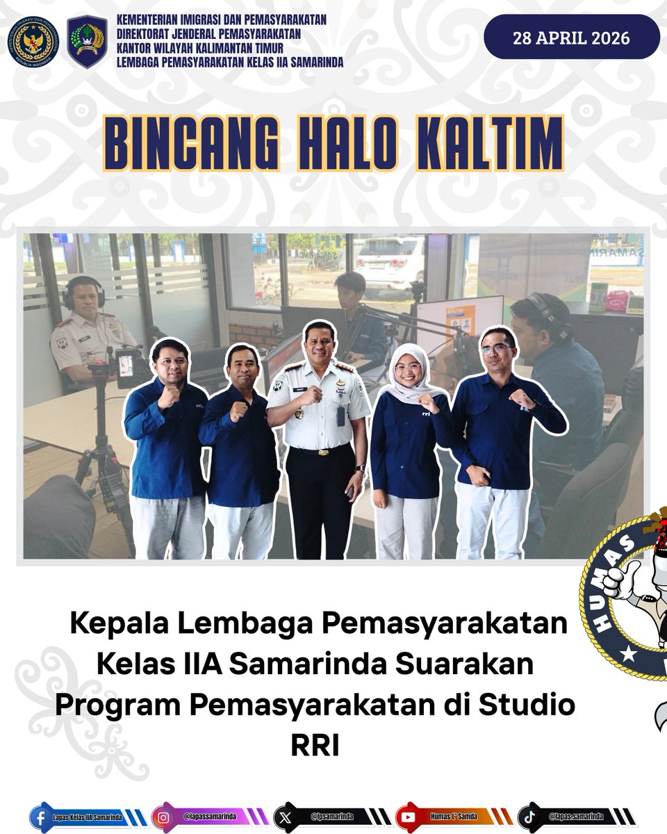 lpsamarinda's tweet image. Bincang Halo Kaltim, Kepala Lembaga Pemasyarakatan Kelas IIA Samarinda Suarakan Program Pemasyarakatan di Studio RRI

#RRI
#Kemenimipas
#guardandguide
#ditjenpas
#pemasyarakatan
#lapaSamarinda