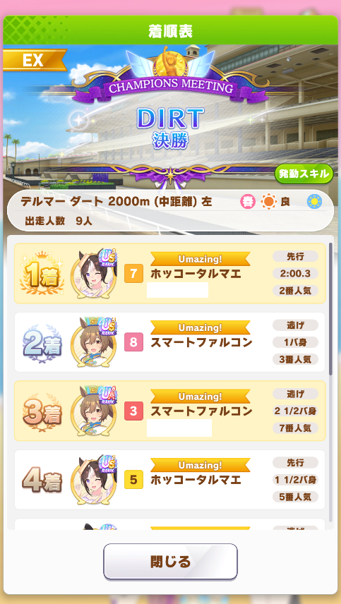 dodonpati's tweet photo. ひっさしぶりの勝利
今まで4連敗くらいしたんじゃないかな
やっぱ水着タルマエ強いわ、あとかわいい
でも今年の水着はもっと攻めて行け

#ウマ娘 #ゲームウマ娘 https://t.co/ZflPlv7KpJ